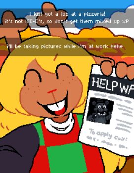 1girl :d ^_^ absurdres animal_nose antlers asepriterico black_shirt blonde_hair buck_teeth checkered_sweater_vest closed_eyes cloud cloudy_sky deltarune english_text facing_viewer five_nights_at_freddy's five_nights_at_freddy's_1 freckles freddy_fazbear highres holding holding_paper horns long_hair noelle_holiday open_mouth outdoors paper portrait reindeer_antlers reindeer_girl shirt sky smile snapchat solo teeth two-tone_sweater_vest utdr_(toby_fox)