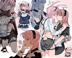 Rule 34 | &gt; &lt;, 2girls, anger vein, animal ears, apron, bandaid, bandaid on face, bang dream!, bang dream! it&#039;s mygo!!!!!, black collar, black dress, black hairband, black skirt, blue eyes, blush, bound, bound wrists, breasts, brown hair, carrying, chibi, chihaya anon, chinese text, clothes in mouth, clothes lift, collar, commentary, commission, cropped shirt, dress, eye contact, fake animal ears, fang, grey eyes, hairband, highres, implied fingering, lanserongjie, licking another&#039;s finger, long hair, looking at another, maid, maid apron, maid day, maid headdress, medium breasts, mouth hold, multiple girls, nagasaki soyo, open mouth, pink hair, princess carry, puffy short sleeves, puffy sleeves, second-party source, shirt, shirt in mouth, shirt lift, short sleeves, skin fang, skirt, symbol-only commentary, tongue, tongue out, translation request, white shirt, yuri