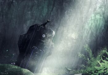 bird forest grass highres landscape nature no_humans plant scenery signature sunlight toosut0 xenoblade_chronicles_(series) xenoblade_chronicles_x