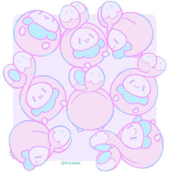 10moc10 :&gt; budew closed_mouth commentary_request full_body gen_4_pokemon highres limited_palette nintendo no_humans open_mouth pokemon pokemon_(creature) pokemon_focus smile triangle_mouth twitter_username |_|