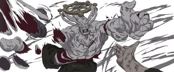 Rule 34 | 1boy, 1other, absurdres, commentary, eight-handed wheel, extra eyes, four eyes, head tail, highres, jujutsu kaisen, kehako, mahoraga (jujutsu kaisen), multiple boys, muscular, muscular other, pov, ryoumen sukuna (jujutsu kaisen), teeth, wheel of dharma, wings as eyes