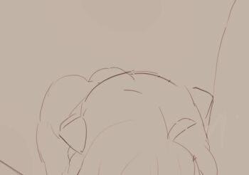 1boy 1girl age_difference ahoge animated anya_(spy_x_family) ass completely_nude hairpods hand_on_another's_head loli looking_at_another looking_up medium_hair monochrome nude rodecchi saliva sketch spy_x_family tagme thighs unfinished video