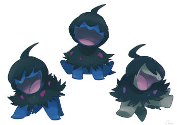 absurdres alternate_color animal_focus chromatic_aberration commentary_request deino_(pokemon) full_body gen_5_pokemon happy highres nintendo no_humans nostrils open_mouth ouran pokemon pokemon_(creature) shiny_pokemon simple_background sitting white_background