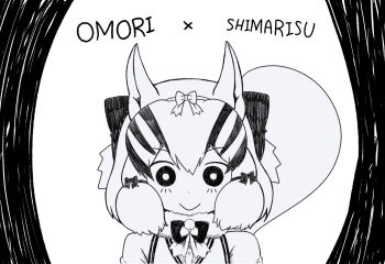 Rule 34 | 1girl, chipmunk costume, chipmunk ears, chipmunk girl, highres, kemono friends, kemono friends v project, kenu hachi, looking at viewer, omori, parody, siberian chipmunk (kemono friends), simple background, solo, virtual youtuber