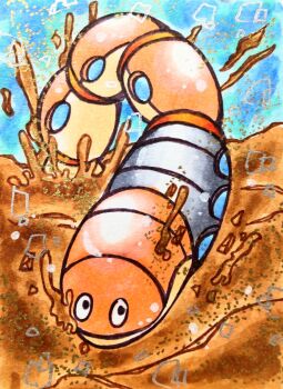 Rule 34 | closed mouth, commentary request, digging, highres, himedoufu, nintendo, no humans, orthworm, pokemon, pokemon (creature), pokemon focus, soil, solo