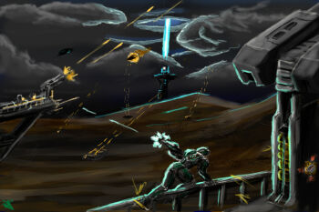 Rule 34 | 1other, aircraft, ambiguous gender, anti-aircraft, anti-aircraft gun, armor, artist logo, autocannon, battle, building, burning, cannon, cloud, commentary, dust 514, energy, energy beam, english commentary, eve online, firing, flying, gallente federation (eve online), gun, helmet, light dropsuit (dust 514), logo, novafox, outdoors, overcast, projectile trail, railing, scenery, science fiction, sky, weapon