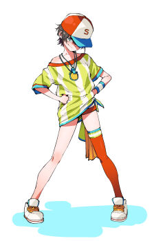 1girl henriiku_(ahemaru) highres hololive oozora_subaru short_hair short_shorts shorts simple_background smile tagme tomboy white_background