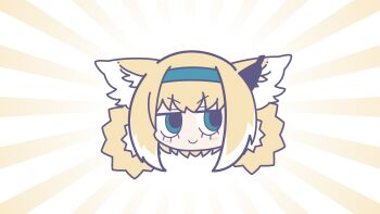 1girl ajisiwo animal_ears animated animated_gif arknights blonde_hair blue_eyes blue_hairband braid braided_hair_rings closed_mouth colored_tips commentary earpiece fox_ears hair_rings hairband head_only highres multicolored_hair short_hair smile solo suzuran_(arknights) twin_braids white_hair