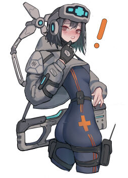 ! 1girl absurdres ass bodysuit clozzy01 gloves highres short_hair skin_tight tagme