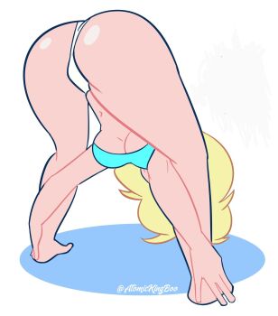 1girl ass ass_focus atomickingboo blonde_hair breasts highres huge_ass large_breasts solo underboob yoga