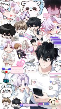 black_hair earrings heart highres j9star_(mgnd) jewelry my_guildmate_next_door n.e.k.o non-web_source one_eye_closed shirt smirk v