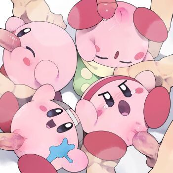4girls absurdres cleft_of_venus closed_eyes fellatio highres interspecies kirby kirby_(series) multiple_boys multiple_girls nintendo open_mouth oral penis precum pussy uncensored vaginal youjo_modoki