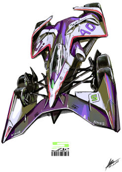 afukuro aoi_ogre_an-21 car from_above future_gpx_cyber_formula helmet highres motor_vehicle race_vehicle racecar signature solo spoiler_(automobile) vehicle_focus wheel white_background