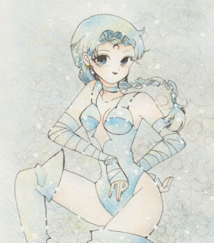Rule 34 | 1990s (style), 1girl, beruche (sailor moon), bishoujo senshi sailor moon, bishoujo senshi sailor moon r, blue hair, braid, female focus, leotard, retro artstyle, solo