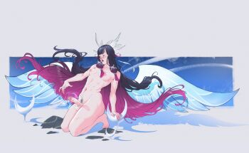 Rule 34 | 1girl, abs, absurdres, angel wings, ass, bare legs, bare shoulders, barefoot, belly, black hair, blue sky, blue wings, breasts, caio santos, closed eyes, columbina (genshin impact), commentary, completely nude, erection, eye mask, feathered wings, feathers, feet, female pubic hair, full body, futa without pussy, futanari, genshin impact, hair ornament, head wings, highres, large penis, long hair, magic, mask, medium breasts, multicolored hair, multicolored wings, muscular, muscular arms, muscular female, navel, night, nipples, nude, open mouth, penis, pink hair, pubic hair, purple hair, scenery, sitting, sky, solo, stomach, streaked hair, testicles, very long hair, white wings, wings, x-shaped eyewear