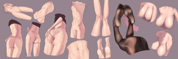 abs absurdres ass back-seamed_legwear bad_id bad_pixiv_id barefoot black_legwear bottomless breasts clothes_lift commentary_request cropped_arms cropped_legs cropped_neck cropped_torso deep_skin dk.senie erection feet feet_up from_above from_behind grabbing_own_ass grey_background hanging_breasts head_out_of_frame highres hip_bones how_to large_breasts navel nipples no_shoes pantyhose penis puffy_nipples pussy reference_work ribs sagging_breasts seamed_legwear shiny_skin shirt_lift silhouette simple_background sketch soles stomach toes uncensored