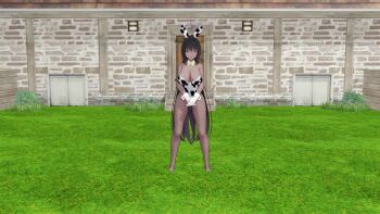 Rule 34 | 1girl, animal costume, animal print, animated, blue archive, cow print, dark-skinned female, dark skin, karin (blue archive), music, playboy bunny, rabbit costume, tagme, video