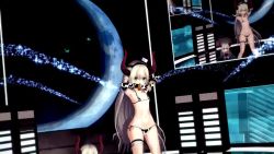 2girls 3d 9hj6u animal_ears animal_print animated asymmetrical_legwear audible_music barefoot bikini bracelet chibi choker cow_ears cow_print cow_print_bikini cow_print_gloves cowbell dancing demon_girl demon_horns demon_tail elbow_gloves emma_august fake_animal_ears female_focus fingerless_gloves flat_chest gloves green_eyes hat horns jewelry leg_warmers loli long_hair micro_bikini multiple_girls music name_tag navel neck_bell nijisanji one-piece_swimsuit pointy_ears print_bikini print_gloves school_swimsuit side-tie_bikini_bottom sidelocks soles sound stage striped_clothes striped_thighhighs swimsuit tail thigh_strap thighhighs thighs toes top_hat very_long_hair video virtual_youtuber white_hair