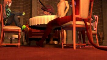 1boy 20s 3d 3girls ahoge amateurthrowaway animated animated_gif arms_behind_back atlus black_bodysuit black_corset black_feathers black_footwear black_headwear black_legwear black_scarf blonde_hair blouse blue_eyes blunt_bangs bodysuit bookshelf boots bouncing bouncing_breasts breasts brown_eyes brown_footwear brown_hair cat_tail catsuit chair cleavage cleavage_cutout clothing_cutout clueless corset corset_vest cum cumdrip cup drinking earrings ejaculation erection fake_tail fanning feathers femdom fire fireplace floating_hair gloves goggles goggles_on_head green_gloves grey_gloves handjob hat hat_feather hat_ribbon head_out_of_frame high_heels hetero holding holding_cup hypnosis indoors ascot jewelry large_breasts long_hair long_sleeves looking_at_penis looking_at_viewer mask medium_breasts megami_tensei mind_control multiple_girls niijima_makoto okumura_haru pantyhose party penis penis_milking persona persona_5 pink_gloves pink_lips pink_shirt purple_gloves red_bodysuit red_theme ribbon rubbing sakura_futaba scarf shin_megami_tensei shirt short_hair sitting small_breasts smile source_filmmaker_(medium) standing stud_earrings swept_bangs table tail takamaki_anne tea_party testicles thighhighs twintails uncensored very_long_hair vest zipper