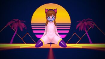 1girl 3d a_hat_in_time absurdres blue_eyes brown_hair female_focus hat hat_kid highres loli pussy sodevs solo spread_legs uncensored underwear