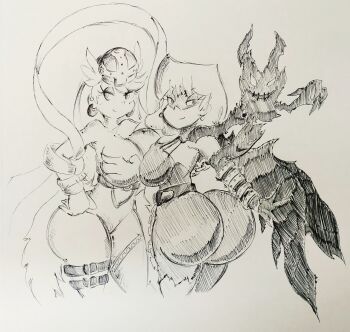 2girls absurdres angewomon angewomon_(cosplay) ass belt breasts cosplay digimon helmet highres huge_ass huge_breasts ladydevimon ladydevimon_(cosplay) large_breasts leni_loud looking_at_viewer lori_loud mask medium_hair multiple_girls pikapika212 siblings sisters smile the_loud_house wide_hips wings