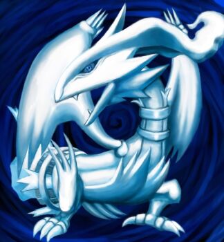 1other blue-eyes_white_dragon blue_background blue_eyes claws cosmo_(465lilia) dragon duel_monster fangs gen_5_pokemon legendary_pokemon long_hair nintendo open_mouth parody pokemon pokemon_(creature) reshiram solo spiral_background style_parody tail toe_claws white_hair wings yu-gi-oh!