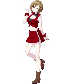 Rule 34 | 1girl, ;), bare legs, bare shoulders, black tube top, bob cut, boots, breasts, brown boots, brown eyes, brown hair, cleavage, clenched hands, closed mouth, collared vest, colorful palette, cropped vest, detached collar, dot nose, double-parted bangs, fingernails, full body, game asset, hair between eyes, hand up, high heel boots, high heels, highres, large breasts, looking at viewer, meiko (vocaloid), meiko (vocaloid3), midriff, miniskirt, nail polish, navel, official art, one eye closed, project sekai, red nails, red skirt, red vest, red wrist cuffs, short hair, simple background, skirt, smile, solo, standing, standing on one leg, strapless, tachi-e, third-party source, transparent background, tube top, vest, vocaloid, wrist cuffs