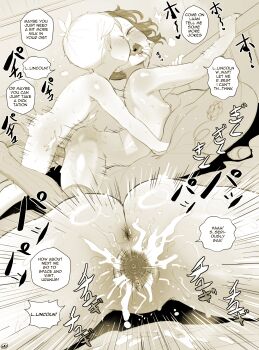 1boy 1girl ^^^ anus ass blush born-to-die brother_and_sister cervix close-up completely_nude cum cum_in_pussy cum_overflow doggystyle emphasis_lines english_text flat_chest french_kiss from_side highres incest kiss kiss_from_behind kodomo_doushi lincoln_loud loli luan_loud lying monochrome motion_lines multiple_views nipples nude on_stomach open_mouth penis prone_bone pussy sepia sex sex_from_behind short_hair shota siblings speed_lines spread_legs the_loud_house thighhighs tongue tongue_out uncensored vaginal