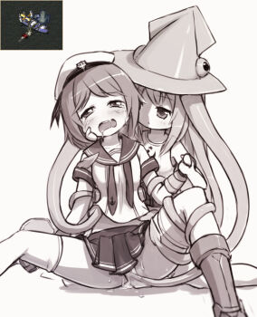 2girls command_&amp;_conquer command_&amp;_conquer:_red_alert command_&amp;_conquer:_red_alert_2 creature_and_personification destroyer greyscale langbazi loli military military_vehicle monochrome multiple_girls personification school_uniform screencap screenshot_inset serafuku ship short_hair skirt tears tentacles vehicle_and_personification warship watercraft yuri