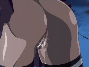 00s 1girl 2003 all_fours animated animated_gif ass ass_shake basement bible_black bible_black_night_of_the_walpulgiss black_thighhighs futanari pussy pussy_juice saeki_kaori school_uniform skirt tagme thighhighs uncensored vaginal