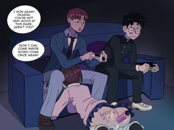 ass ayase_momo body_writing dandadan dildo enjoji_jin fellatio hasselnut highres netorare nude oral penis sex sex_toy tagme takakura_ken_(dandadan)