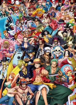 6+boys 6+girls aokiji_(one_piece) bartolomeo_(one_piece) bepo_(one_piece) black_hair blonde_hair blue_eyes blue_sky blush boa_hancock bon_clay braid breasts brook_(one_piece) buggy_the_clown carrot_(one_piece) cavendish_(one_piece) charlotte_pudding cleavage clenched_hands closed_eyes cowboy_shot crocodile_(one_piece) donquixote_doflamingo donquixote_rocinante earrings edward_newgate ein_(one_piece) enel eustass_kid eyelashes franky_(one_piece) green_hair grin happy hat highres holding holding_sword holding_weapon jacket jewelry jinbe_(one_piece) koala_(one_piece) large_breasts long_hair marco_(one_piece) marshall_d._teach monkey_d._luffy multiple_boys multiple_girls muscular musical_note nami_(one_piece) nefertari_vivi nekomamushi nico_robin official_art one_eye_closed one_piece open_mouth pandaman_(one_piece) perona pink_hair pirate pirate_hat portgas_d._ace rebecca_(one_piece) rob_lucci roronoa_zoro sabo_(one_piece) sakazuki_(one_piece) salome_(one_piece) sanji_(one_piece) scar scar_on_face senor_pink serious shaded_face shirahoshi short_hair shorts silvers_rayleigh skeleton sky smile smoker_(one_piece) snake straw_hat sunglasses sword tashigi title toei_company tony_tony_chopper trafalgar_law urogue usopp vinsmoke_reiju weapon wink