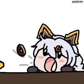 1girl animated animated_gif cake cake_slice cupcake donut food hot_dog lowres open_mouth seseren