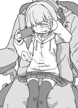 1boy 1girl bar_censor blush cellphone censored clothed_sex cock_warming cum cum_in_pussy ejaculation greyscale grin hetero highres hood hoodie internal_cumshot loli medium_hair monochrome original penis phone pleated_skirt qswan reverse_suspended_congress reverse_upright_straddle sex sex_from_behind simple_background skirt smartphone smile stealth_sex thighhighs v white_background x-ray zettai_ryouiki