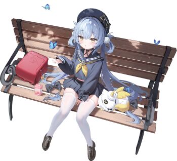 :o aqua_hair backpack bag bench between_legs black_bow black_bowtie black_choker black_shirt black_shoes black_skirt blue_butterfly bow bowtie bug butterfly button_eyes buttons choker drink_carton drinking_straw frills game_asset hair_bow hair_extensions hair_rings hair_spread_out hand_between_own_legs hat hat_bow hat_request highres insect long_hair long_sleeves low-tied_hair_ring midriff_peek milk_carton non-web_source nono_(poker_fate) nono_(spring_in_the_palm)_(poker_fate) official_alternate_costume on_bench park_bench pleated_skirt poker_fate quad_hair_rings randoseru ribbon ring_hair_extensions ring_hair_ornament school_uniform self-datamine shirt shoes short_hair sitting skindentation skirt sleeve_bow sleeves_past_wrists spade_brooch strawberry_milk stuffed_animal stuffed_toy stuffed_unicorn suspender_skirt suspenders suspenders_under_shirt thighhighs transparent_background very_short_hair white_thighhighs yellow_eyes yellow_ribbon zettai_ryouiki