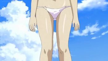 1girl air_bubble animated ass audible_music barefoot bikini breasts bubble diving female_focus long_hair lowres moetan navel outdoors ponytail solo sound suzuki_remi swimming swimsuit tagme underwater video white_bikini