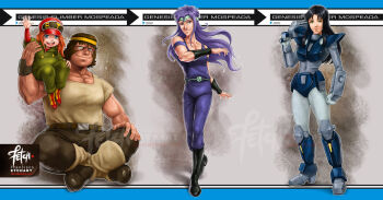 Rule 34 | 2boys, 2girls, arm guards, armor, boots, deviantart username, e.t., franciscoetchart, gloves, hat, jim warston, kikou souseiki mospeada, manly, mecha, mint labule, mospeada, mospeada (mecha), multiple boys, multiple girls, muscular, power armor, robot, sideburns, signature, sitting, sue graham, video camera, watermark, yellow belmont