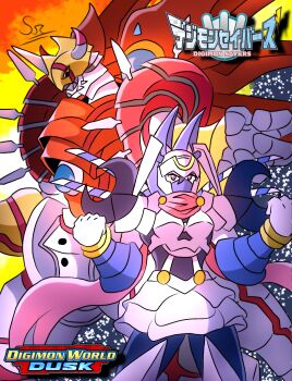 Rule 34 | absurdres, armor, crescent moon, dianamon, digimon, digimon (creature), digimon savers, digimon story: sunburst and moonlight, highres, mask, moon, shinegreymon