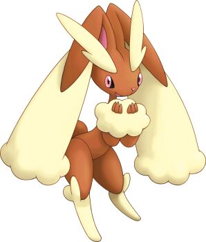 00s animal_ears animal_nose artist_request fur_trim furry gen_4_pokemon highres leaning_forward legs_apart looking_at_viewer lopunny nintendo non-web_source official_art own_hands_together pink_eyes pokemon pokemon_(creature) pokemon_mystery_dungeon pokemon_mystery_dungeon:_explorers_of_time/darkness/sky rabbit_ears rabbit_tail tail transparent_background very_long_ears wide_hips