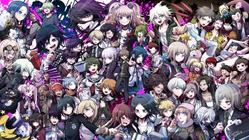 6+boys 6+girls absurdres ahoge akamatsu_kaede amami_rantaro ando_ruruka android antenna_hair aqua_eyes arm_behind_head arm_up bag bags_under_eyes bandage_on_cheek bandage_on_face bandaged_arm bandaged_head bandaged_leg bandages bandaid bandaid_on_cheek bandaid_on_face barbed_wire beanie bear_hair_ornament black_choker black_gloves black_hair black_hat black_jacket black_necktie black_pants black_shirt black_skirt blonde_hair blood blood_splatter blue_eyes blue_hair blue_sailor_collar blue_skirt blunt_bangs blush blush_stickers book bow breast_pocket breasts brown_gloves brown_hair brown_jacket buttons cham-p checkered_clothes checkered_scarf chef_hat choker cigar cleavage clenched_hand closed_eyes closed_mouth collarbone collared_shirt commentary_request crossdressing crossdressing_(mtf) crying daimon_masaru_(danganronpa) danganronpa danganronpa/zero danganronpa:_trigger_happy_havoc danganronpa_(series) danganronpa_2:_goodbye_despair danganronpa_3_(anime) danganronpa_another_episode:_ultra_despair_girls danganronpa_v3:_killing_harmony dreadlocks drooling earrings eating enoshima_junko facial_hair fake_horns fedora fingerless_gloves fingernails flower food fortissimo fujisaki_chihiro fukawa_toko fur_trim gavel genocider_shou glasses gloves goatee goggles goggles_on_head green_eyes green_hair green_hoodie green_jacket green_necktie grey_eyes grey_hair grey_pants grid_teeth grin hagakure_yasuhiro hair_between_eyes hair_bow hair_horns hair_ornament hairband hairclip hammer hamster hanamura_teruteru hand_on_own_chin hand_on_own_head handheld_game_console harukawa_maki hat headphones heart heterochromia highres hinata_hajime holding holding_bag holding_book holding_flower holding_food holding_hammer holding_handheld_game_console holding_megaphone holding_own_hair hood hood_down hooded_jacket hoodie hope&#039;s_peak_academy_school_uniform horns ikusaba_mukuro iruma_miu izayoi_sonosuke jacket jewelry jum-p k1-b0 kamishiro_yuuto kamukura_izuru kemuri_jataro kimura_seiko kirigiri_kyoko koizumi_mahiru komaeda_nagito kujira_pyon_ka kurokuma_(danganronpa) kuwata_leon lock_necklace long_hair long_sleeves maga-g maizono_sayaka mask matsuda_yasuke medium_hair megaphone mini_chef_hat mitarai_ryota momota_kaito monitor monodam monokid monokuma monomi_(danganronpa) monophanie monosuke monotaro_(danganronpa) mouth_mask multiple_boys multiple_girls multiple_rings munakata_kyosuke musical_note musical_note_hair_ornament naegi_komaru naegi_makoto nail_polish nanami_chiaki neck_ribbon neckerchief necklace necktie no_shoes nose_blush oma_kokichi one_eye_closed open_book open_clothes open_jacket open_mouth orange_eyes orange_scarf otonashi_ryouko own_hands_together pants paper_bag pectorals pink_blood pink_bow pink_eyes pink_flower pink_hair pink_hairband pink_hat pixel_art pixel_art_inset plaid_clothes plaid_scarf pocket pointing pointing_at_viewer polka_dot polka_dot_bow purple_eyes purple_hair purple_jacket purple_scarf purple_shirt red_eyes red_hair red_nails red_neckerchief red_ribbon red_shirt ribbon ring saihara_shuichi sailor_collar saionji_hiyoko sakakura_juzo saliva scar scar_across_eye scar_on_face scarf school_uniform serafuku sharp_teeth shingetsu_nagisa shirogane_tsumugi shirokuma_(danganronpa) shirt short_hair short_sleeves signature skirt sleeves_past_fingers sleeves_past_wrists smile socks soda_kazuichi sonia_nevermind spiked_hair spread_legs striped_clothes striped_shirt sun-d sword tanaka_gundham teeth textless_version togami_byakuya tongue tongue_out towa_monaca trap tsumiki_mikan twintails upper_teeth_only utsugi_kotoko very_short_hair weapon white_hair white_hat white_jacket white_sailor_collar white_shirt white_socks yukizome_chisa