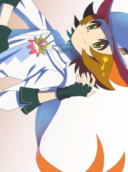 1boy absurdres black_gloves brown_eyes brown_hair closed_mouth fingerless_gloves gloves hat highres hilbert_(champion)_(pokemon) hilda_(pokemon) jacket long_sleeves male_focus nintendo pokemon pokemon_masters_ex shirt short_hair smile solo upper_body white_jacket white_shirt zero_(sleepy_meltan)