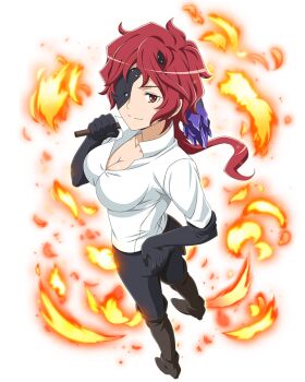 1girl ass breasts dungeon_ni_deai_wo_motomeru_no_wa_machigatteiru_darou_ka eyepatch hephaistos_(danmachi) large_breasts official_art red_hair smile source_request