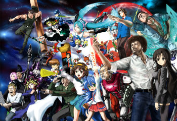 00s 6+boys 6+girls abe_takakazu alice_margatroid angry_german_kid armor atlus bob_ross book capcom computer_keyboard crossover dark_magician duel_monster colored_bangs epic full_metal_jacket gouketsuji_ichizoku grimoire grimoire_of_alice hairband hat hatsune_miku higurashi_no_naku_koro_ni izumi_konata kaiba_seto katsura_kotonoha kirisame_marisa koizumi_itsuki kotohime_(goketsuji_ichizoku) kuso_miso_technique lucky_star lyrical_nanoha magical_girl mahou_shoujo_lyrical_nanoha mario mario_(series) marvel mega_man_(character) mega_man_(classic) mega_man_(series) megaphone miniskirt multiple_boys multiple_crossover multiple_girls muto_yugi niconico_rpg nintendo paintbrush real_life ryou_sakazaki ryuuko_no_ken school_days school_uniform sega serafuku sgt_hartman shanghai_doll skirt snk spider-man spider-man_(series) spring_onion suzumiya_haruhi suzumiya_haruhi_no_yuuutsu takamachi_nanoha taniguchi_(suzumiya_haruhi) tate_eboshi the_king_of_fighters thighhighs tomitake_jirou touhou vocaloid white_devil yabeno_hikomaro yami_yugi yu-gi-oh! yu-gi-oh!_duel_monsters zettai_ryouiki zeze