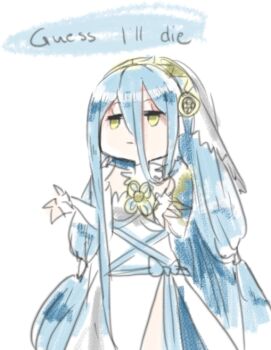 1girl azura_(fire_emblem) blue_hair empty_eyes english_text female_focus fire_emblem guess_i'll_die_(meme) hair_between_eyes lithety long_hair meme nintendo shrugging solo very_long_hair