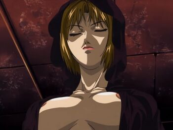 00s 1futa 2002 animated animated_gif basement bible_black bible_black_night_of_the_walpulgiss blonde_hair breasts cloak closed_eyes erection futanari highres kitami_reika large_breasts lipstick makeup nipples no_testicles nurse penis pubic_hair pussy ritual robe solo tagme