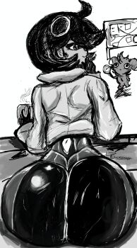 absurdres ass emma_(pokemon) highres huge_ass luzennon nintendo pokemon pokemon_(creature) pokemon_legends:_z-a self-upload sitting wide_hips