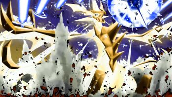 Rule 34 | commentary request, debris, dragon, dragon wings, energy ball, gen 7 pokemon, highres, kurashina (krsn poke324), legendary pokemon, light that burns the sky (pokemon), multiple wings, necrozma, necrozma (ultra), nintendo, no humans, open mouth, pokemon, pokemon (creature), pokemon focus, pokemon move, solo, wings, z-move