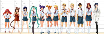 3boys 6+girls animal_ears artist_request banhammer-tan blonde_hair blue_eyes braid brown_hair cat_ears cat_tail chart comparison dvach-tan everlasting_summer everyone green_eyes height_chart height_comparison highres lena_(everlasting_summer) long_hair looking_at_viewer masha_(everlasting_summer) multiple_boys multiple_girls navel orange_hair purple_hair red_hair slavya-chan smile soviet_pioneer standing tail ulyana_(everlasting_summer) unyl-chan ussr-tan uvao-tan very_long_hair yulya