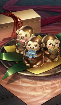 animal-themed_food box commentary_request fate/grand_order fate_(series) food food_art food_focus heart hitsujiroomu monkey no_humans official_art ono_no_komachi_koken-shou plate rope still_life third-party_source