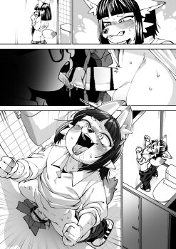 2boys absurdres blush fellatio furry furry_male glory_hole highres kaminosaki licking licking_penis male_focus multiple_boys oral penis public_restroom shoes shota tagme toilet_stall yaoi